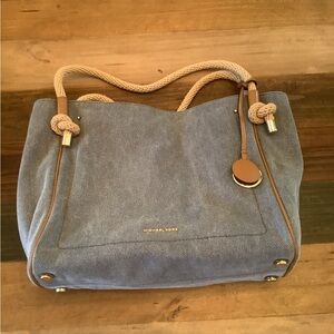 Michael Kors Blue and Tan Tote Bag